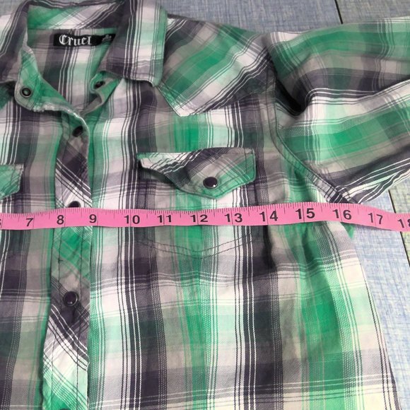 Cruel Girl Western Pearl Snap Flannel Shirt Button Up Plaid Women's Small - Picture 6 of 8